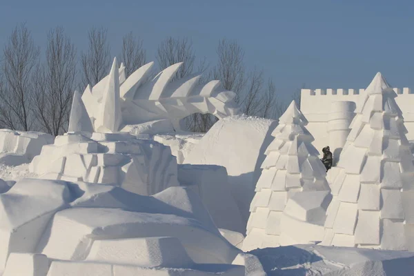 Uma Vista Arena Valor Primeiro Parque Gelo Neve Mundo Projetado — Fotografia de Stock