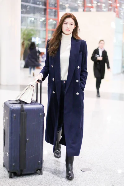 Chinese Supermodel Sui Pictured Beijing Capital International Airport Beijing China — Stock Photo, Image