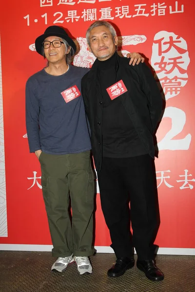 Actor Hong Kong Stephen Chow Izquierda Director Tsui Hark Asisten — Foto de Stock