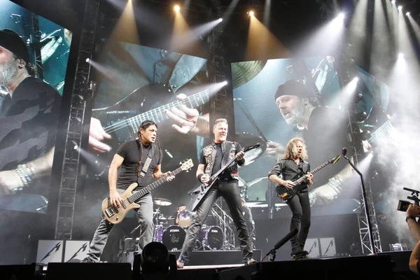Miembros Banda Estadounidense Heavy Metal Metallica Tocan Concierto Hong Kong —  Fotos de Stock