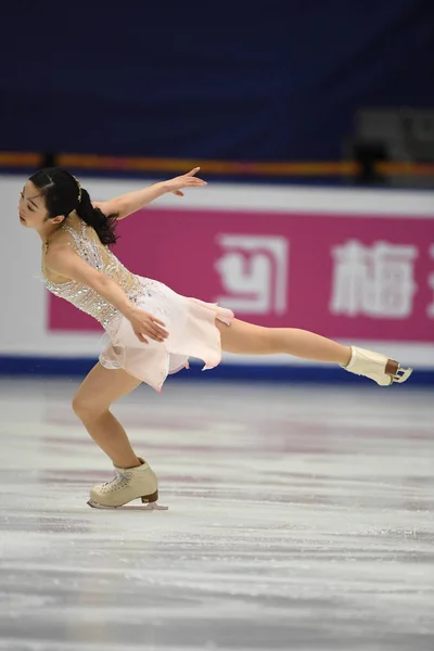 日本人フィギュア スケート選手マリン ホンダ Perfoms 女子ショート プログラムで カップの中国 Isu グランプリのフィギュアスケート 2017 — ストック写真