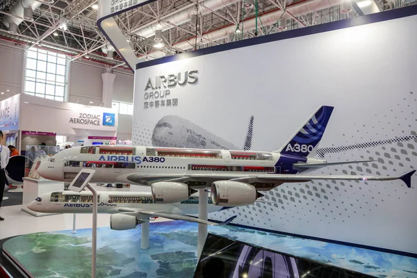 Airbus A380 Model Uçağı Airshow China 2016 Olarak Bilinen — Stok fotoğraf
