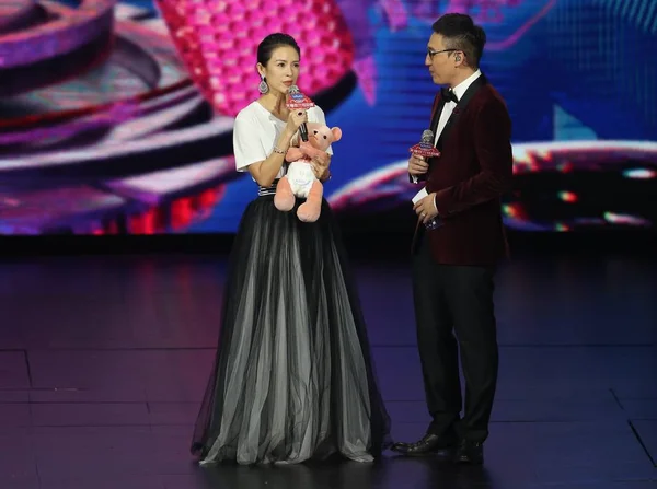Actriz China Zhang Ziyi Izquierda Asiste Gala Del Tmall Global — Foto de Stock