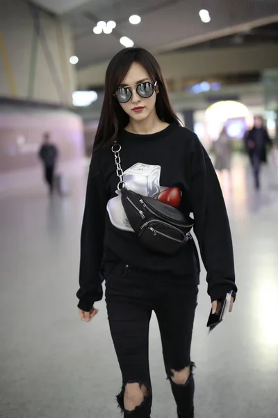 Actriz China Tiffany Tang Tang Yan Representa Aeropuerto Internacional Beijing — Foto de Stock