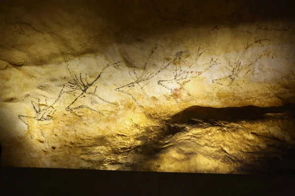 Widok Repliki Grafiki Etapów Jaskiń Lascaux Wyświetlaczu Szanghajskiej Muzeum Nauki — Zdjęcie stockowe