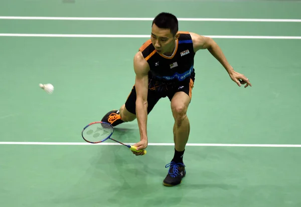 Lee Chong Wei Malezya Bir Atış Için Tian Houwei Çin — Stok fotoğraf