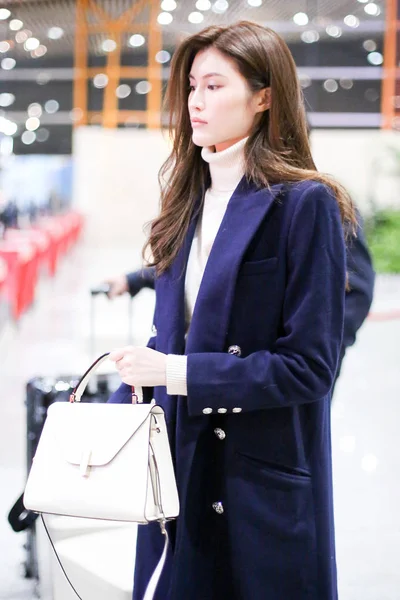 Chinese Supermodel Sui Pictured Beijing Capital International Airport Beijing China — Stock Photo, Image