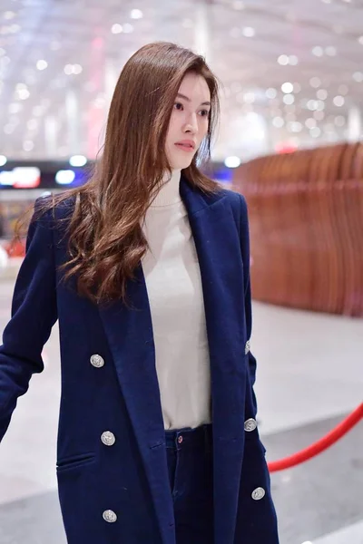 Top Model Cinese Sui Fotografata All Aeroporto Internazionale Beijing Capital — Foto Stock