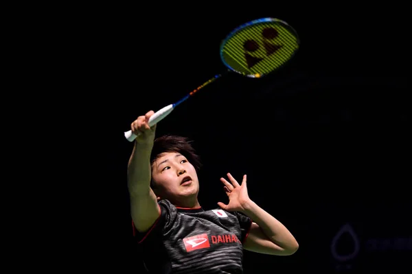 Akane Yamaguchi Japan Returns Shot Gao Fangjie China Final Match — стоковое фото