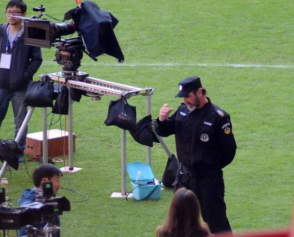 Representa Actor Francés Estrella Internacional Fútbol Eric Cantona Con Uniforme — Foto de Stock