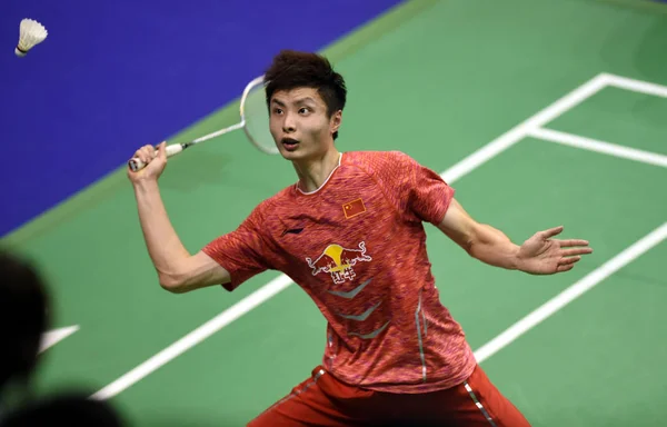 Shi Yuqi Cina Torna Colpo Hans Kristian Vittinghus Danimarca Nella — Foto Stock