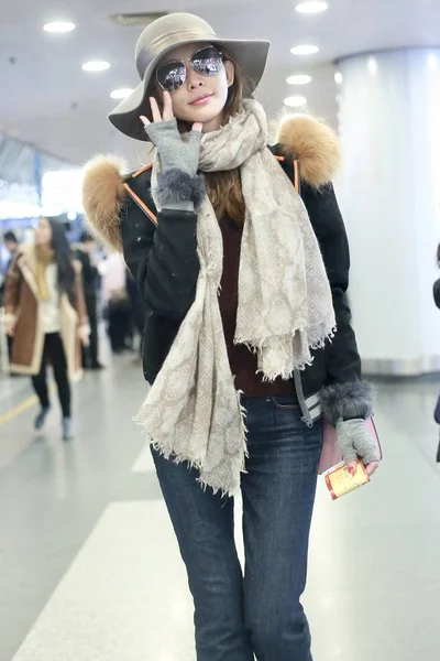 台湾のモデルで女優リン チーリンの北京 北京首都国際空港で写真は 2017 — ストック写真