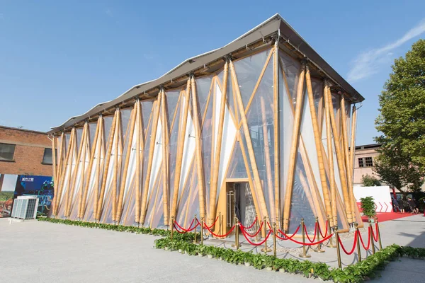 Vista Casa Germano Chinesa Feita Bambu Que Projetada Pelo Artista — Fotografia de Stock