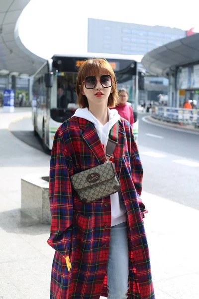 Chinese Actress Jing Tian Pictured Shanghai Hongqiao International Airport Shanghai — Stock Photo, Image