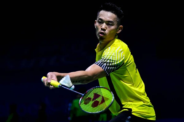 Lin Dan Çin Bir Atış Için Christie Jonatan Endonezya Erkekler — Stok fotoğraf