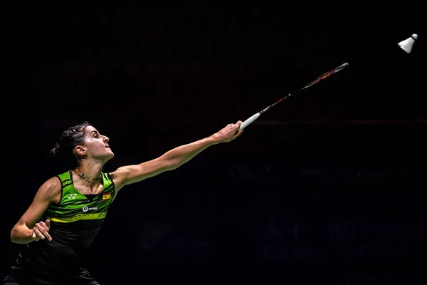 Carolina Marin Aus Spanien Gibt Einen Schuss Kim Hyo Min — Stockfoto