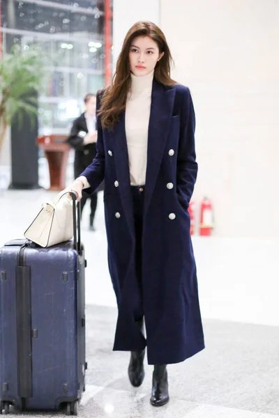 Chinese Supermodel Sui Pictured Beijing Capital International Airport Beijing China — Stock Photo, Image