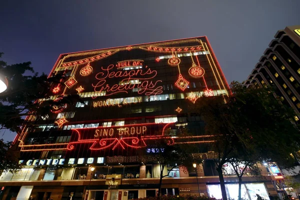 Vista Das Luzes Natal Preparação Para Festival Natal Tsim Sha — Fotografia de Stock