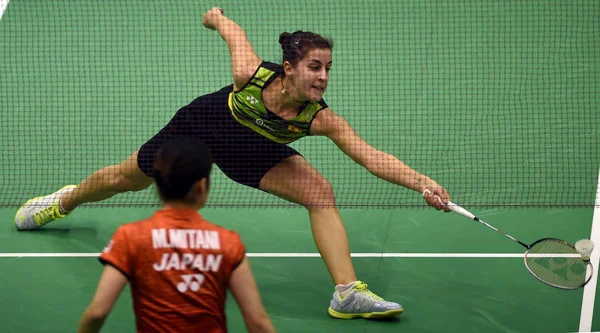 Carolina Marin España Devuelve Una Oportunidad Minatsu Mitani Japón Partido — Foto de Stock