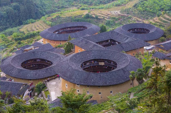 Luftaufnahme Des Tianluokeng Tulou Clusters Kreis Nanjing Stadt Zhangzhou Provinz — Stockfoto