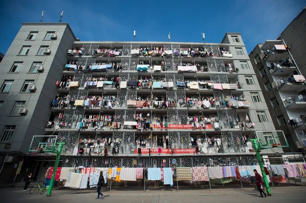 Les Étudiants Aèrent Des Courtepointes Des Vêtements Par Une Journée — Photo