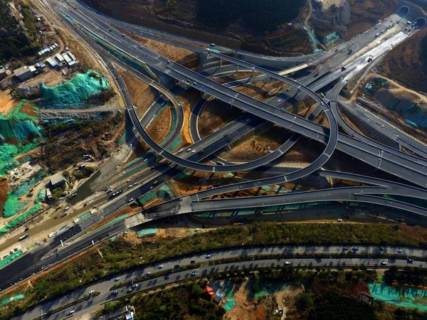 Vista Aérea Viaduto Bandaojing Maior Viaduto Cidade Ser Concluído Cidade — Fotografia de Stock