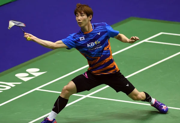 Son Wan Coreia Sul Retorna Tiro Para Lee Chong Wei — Fotografia de Stock