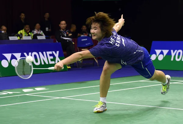 Çin Bingjiao Bir Atış Yonex Sunrise Hong Kong Açık Badminton — Stok fotoğraf