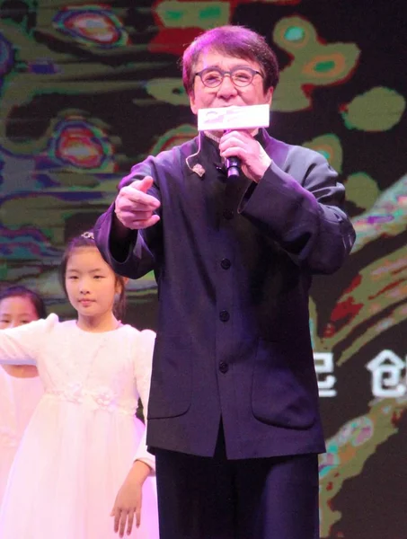 Hong Kong Kung Yıldızı Jackie Chan Bir Promosyon Olayı Suzhou — Stok fotoğraf