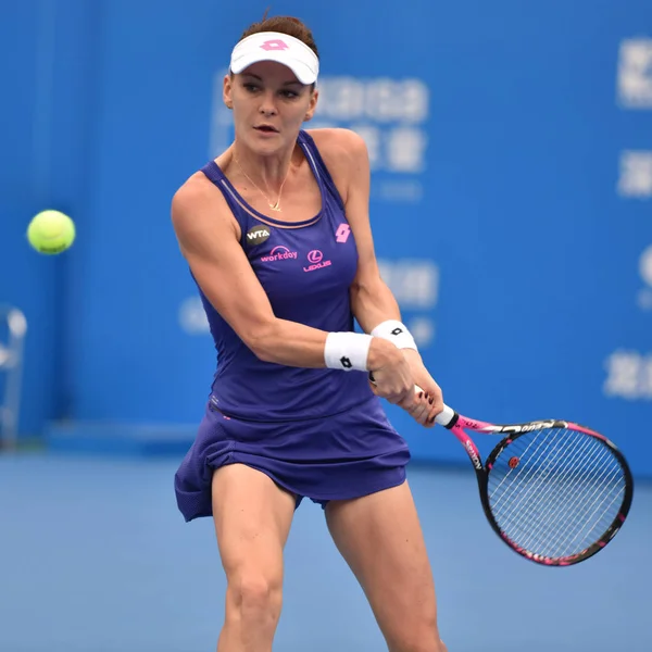 Агнешка Radwanska Польщі Повертає Постріл Елісон Riske Сполучених Штатів Своїх — стокове фото