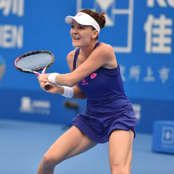 폴란드의 기술직 Radwanska 그들의 여자에 미국의 앨리슨 Riske의 중국의 2017에서에서 — 스톡 사진