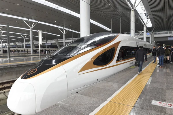 Trem Bala Fuxing Alta Velocidade Linha Ferroviária Alta Velocidade Pequim — Fotografia de Stock