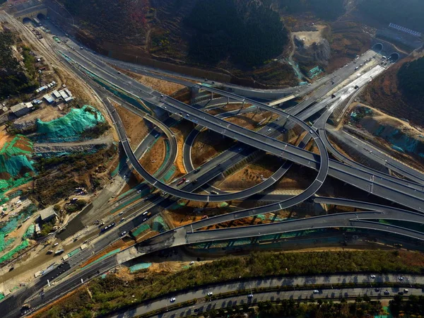 Vista Aérea Viaduto Bandaojing Maior Viaduto Cidade Ser Concluído Cidade — Fotografia de Stock