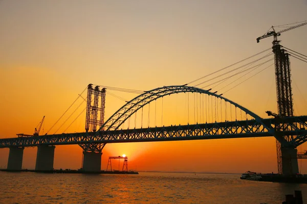 Секция Порта Тяньшень Самого Длинного Мире Кабельного Моста Мост Через — стоковое фото