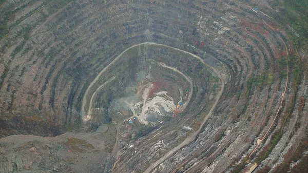 Aerial View Asia Largest Open Pit Hole Huangshi National Mine — Stock Photo, Image