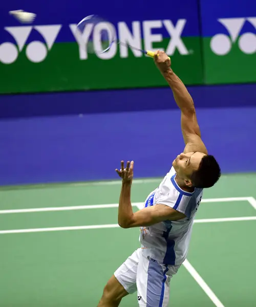 Lee Chong Wei Malasia Devuelve Una Oportunidad Shi Yuqi China — Foto de Stock