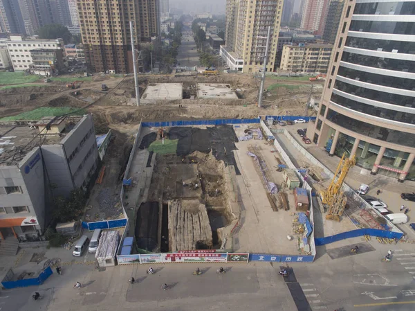 Vista Aérea Ponte Antiga Ponte Zhenyuan Dinastia Ming 1368C1644 Enterrada — Fotografia de Stock