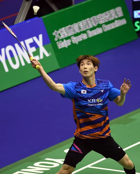 Son Wan Coreia Sul Retorna Tiro Para Lee Chong Wei — Fotografia de Stock