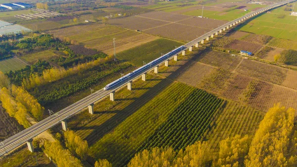 Chr Kina Höghastighetståg Bullet Train Körs Bro Xicheng Chengdu Höghastighetsjärnväg — Stockfoto