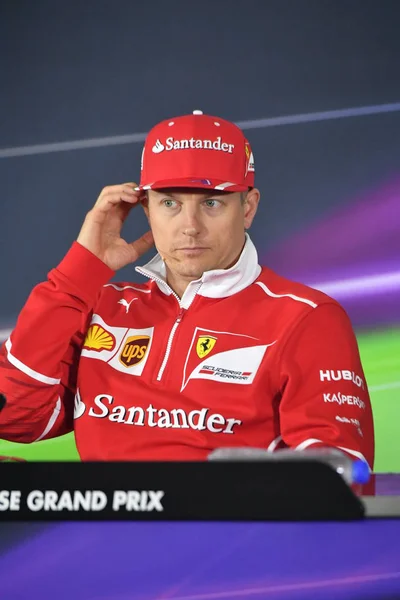 Kimi Raikkonen Pilote Finlandaise Ferrari Assiste Une Conférence Presse Avant — Photo