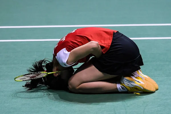 Aya Ohori Japan Reacts Defeating Saena Kawakami Japan Women Singles — Stock Photo, Image