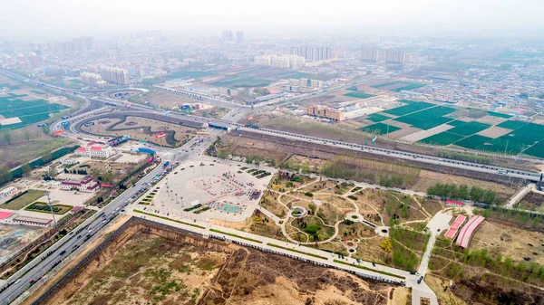 Загальний Вигляд Rongcheng Округу Одну Частину Нових Спеціальної Економічної Зони — стокове фото