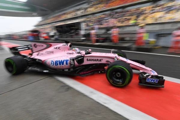 Mexicaanse Formule Coureur Sergio Perez Van Force India Stuurt Zijn — Stockfoto