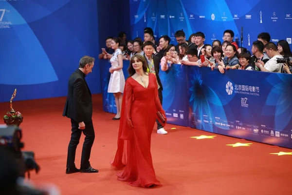 Italian Actress Model Monica Bellucci Right Arrives Red Carpet Closing — Stock Photo, Image