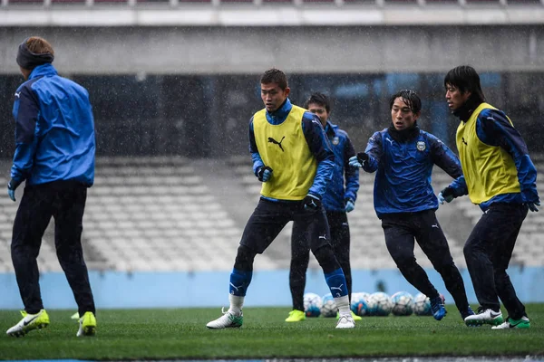 Giocatori Della Giapponese Kawasaki Frontale Partecipano Una Sessione Allenamento Una — Foto Stock