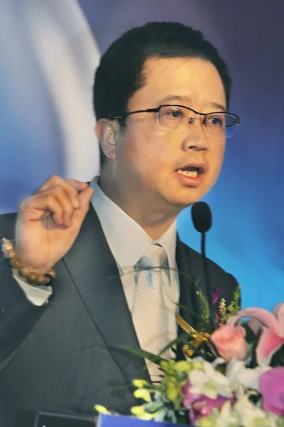 Liang Xinjun Wiceprezes Dyrektor Generalny Grupy Fosun Dostarcza Przemówienie Forum — Zdjęcie stockowe