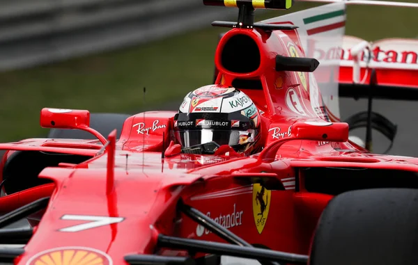 Fins Formule Coureur Kimi Raikkonen Van Ferrari Stuurt Zijn Auto — Stockfoto