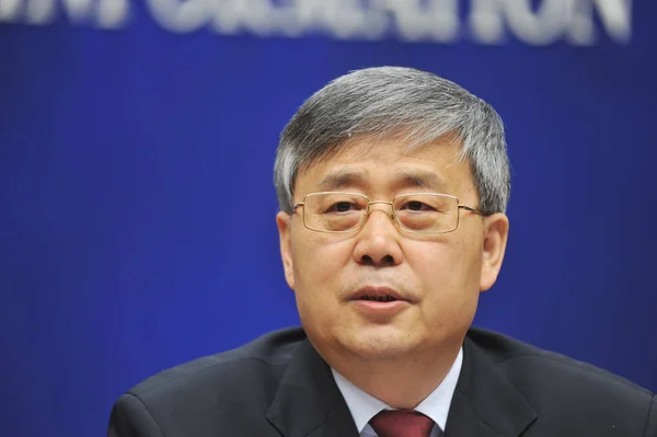 Guo Shuqing Nuevo Presidente Comisión Reguladora Bancaria China Cbrc Habla — Foto de Stock