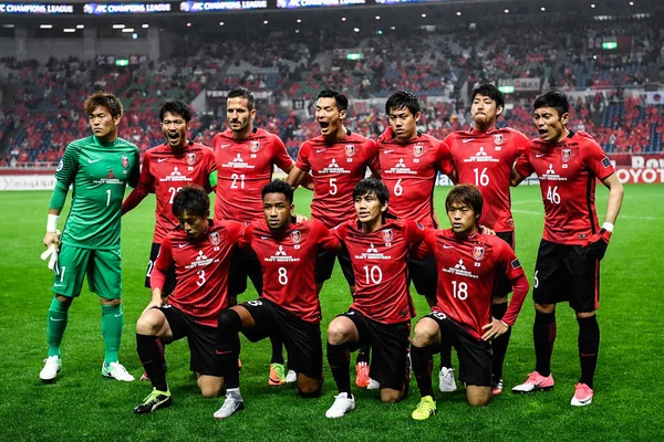 Players Starting Line Japan Urawa Red Diamonds Pose Competing China — Stock Photo, Image