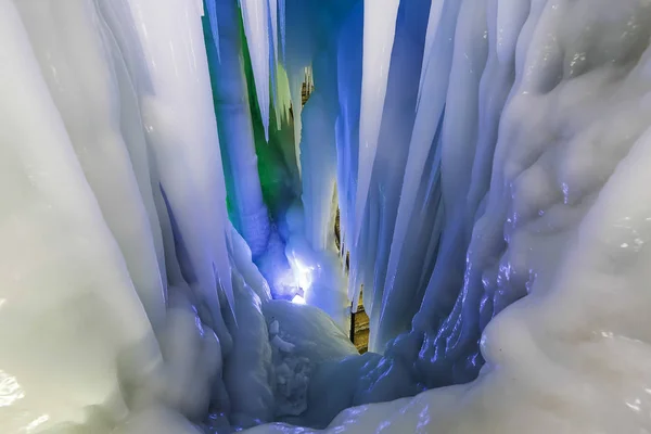 View China Largest Ice Cave Colorful Lights Luya Mountain Ningwu — Stock Photo, Image